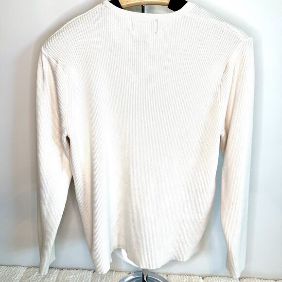 Requirements Womens XL White Long Sleeve Ribbed Button-up Sweater Casual Career - Picture 2 of 9